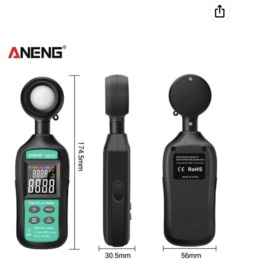ANENG Digital Lux Meter 0-20,0000 Lux Illuminance Meter